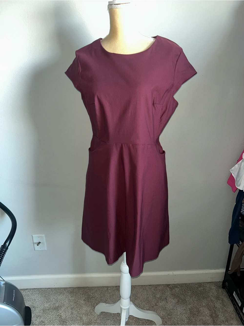 NEW Tribal Burgundy Cap-Sleeve Fit & Flare Dress Sz 12
